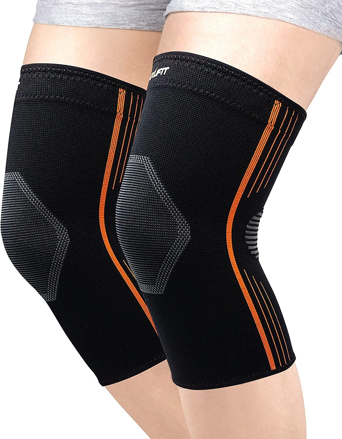 ® - Compression Knee Sleeves, Medical-Grade Knee Compression Sleeve Women and Men for Crossfit to Reduce Knee Pain In, Weightlifting, and Gym Knee Support, Orange, Small, Pack of 2